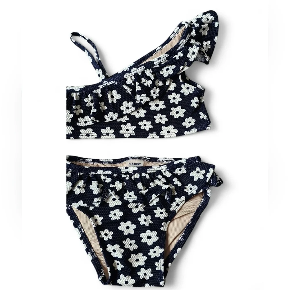Old Navy Baby Girl 2-Piece Floral Ruffle Bikini Swimsuit Size 12–18 Months